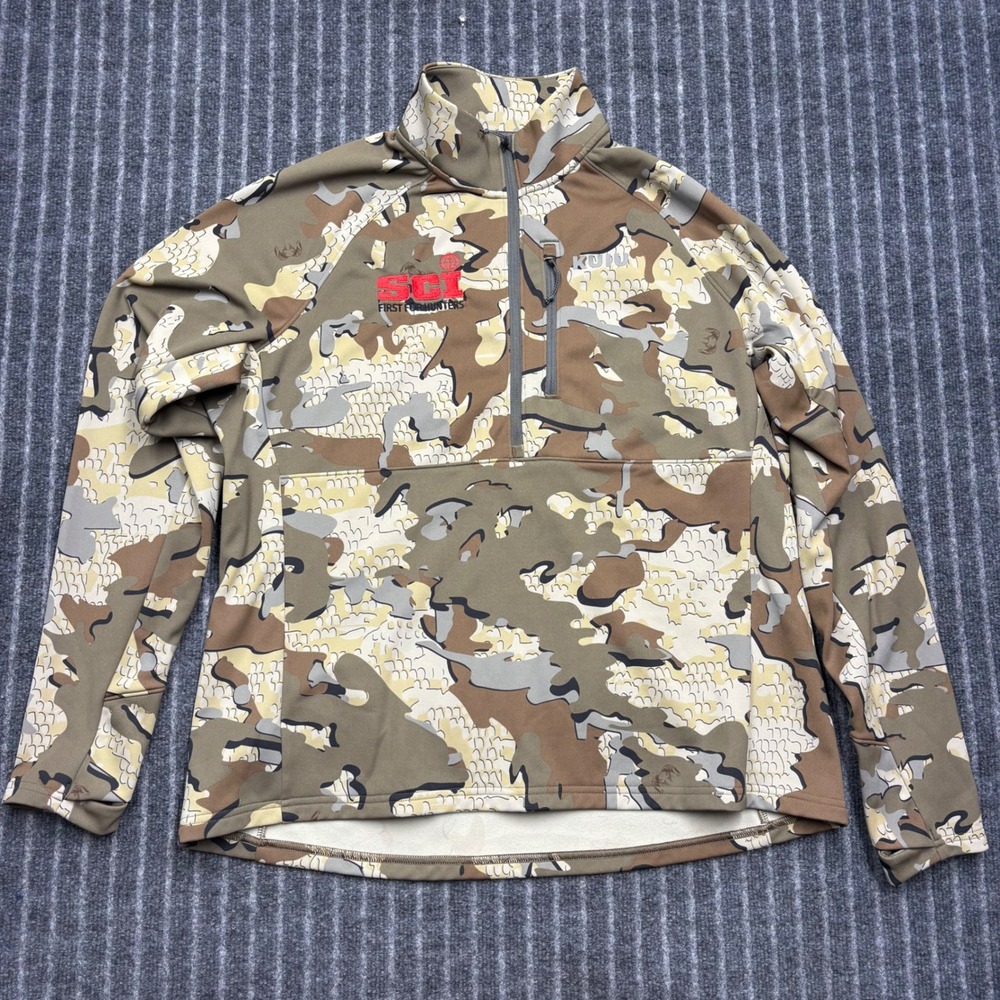 KUIU Mens StrongFleece 275 1/4 Zip Pullover XL Valo Camo SCI Hunting Fleece